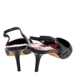 Pre Owned Dolce & Gabbana Black Leather Slingback Pointed Toe Sandals Size 39.5
