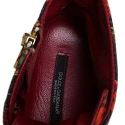Pre Owned Dolce & Gabbana Red/Black Rose Print Canvas High Top Sneakers Size 36.5