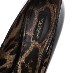 Pre Owned Dolce & Gabanna Black Patent Leather Platform Pumps Size 38