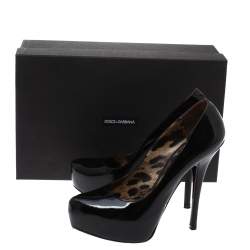 Pre Owned Dolce & Gabanna Black Patent Leather Platform Pumps Size 38