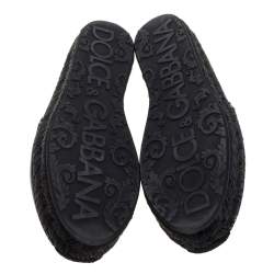 Pre Owned Dolce & Gabbana Black/White Leather Logo Embossed Slip On Espadrille Size 40