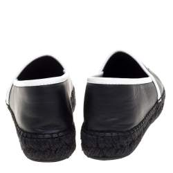 Pre Owned Dolce & Gabbana Black/White Leather Logo Embossed Slip On Espadrille Size 40