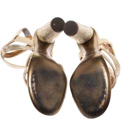 Pre Owned Dolce & Gabbana Beige Suede Crystal Embellished Slingback Sandals Size 38