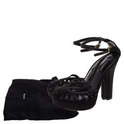 Pre Owned Dolce & Gabbana Black Satin Strappy Platform Sandals Size 36