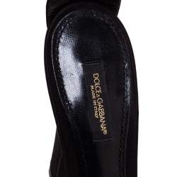 Pre Owned Dolce & Gabbana Black Satin Strappy Platform Sandals Size 36