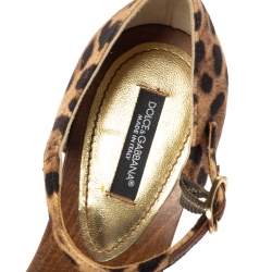 Pre Owned Dolce & Gabbana Brown Animal Print Canvas D'Orsay Clog Sandals Size 36