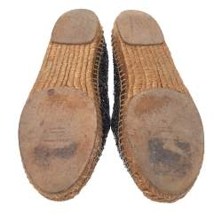 مملوكة مسبقًا Dolce & Gabbana Metallic Grey Sequin Espadrille Flats Size 36