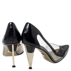 Dolce & Gabbana Black Patent Leather And PVC Pointed Toe Pumps Size 37