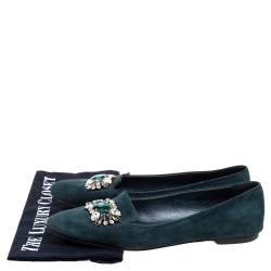 مملوكة مسبقًا حذاء دولتشى أند غابانا فلات سليب  أون مزخرف سويدى أخضر مقاس 39