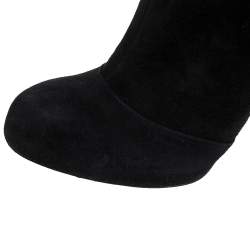 Pre Owned Dolce & Gabbana Black Suede Button Embellished Over the Knee Boots Size 40