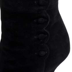 Pre Owned Dolce & Gabbana Black Suede Button Embellished Over the Knee Boots Size 40