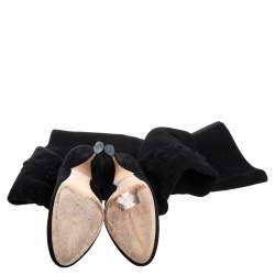 Pre Owned Dolce & Gabbana Black Suede Button Embellished Over the Knee Boots Size 40