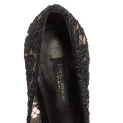 Pre Owned Dolce & Gabbana Black Floral Lace Bellucci Crystal Embellished Pumps Size 36