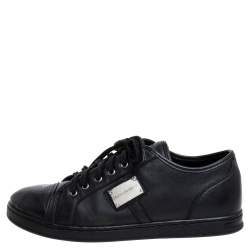 مملوكة مسبقًا حذاء رياضي دولتشي أند غابانا حلد أسود بعنق منخفض مقاس 37