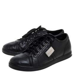 مملوكة مسبقًا حذاء رياضي دولتشي أند غابانا حلد أسود بعنق منخفض مقاس 37