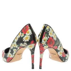 Pre Owned Dolce And Gabbana Multicolor Floral Saffiano Printed Patent Leather Pointed Toe Pumps Size 38