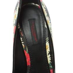 Pre Owned Dolce And Gabbana Multicolor Floral Saffiano Printed Patent Leather Pointed Toe Pumps Size 38