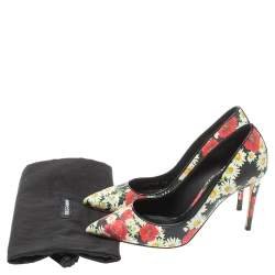 Pre Owned Dolce And Gabbana Multicolor Floral Saffiano Printed Patent Leather Pointed Toe Pumps Size 38