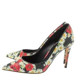 Pre Owned Dolce And Gabbana Multicolor Floral Saffiano Printed Patent Leather Pointed Toe Pumps Size 38