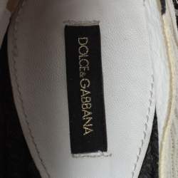 Pre Owned Dolce & Gabbana White Polka Dot Fabric Platform Flats Size 41