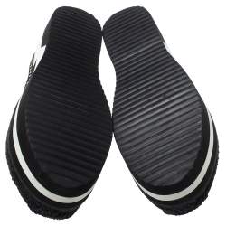 Pre Owned Dolce & Gabbana White Polka Dot Fabric Platform Flats Size 41