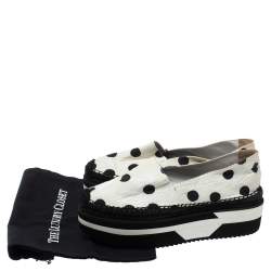 Pre Owned Dolce & Gabbana White Polka Dot Fabric Platform Flats Size 41