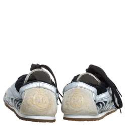 Pre Owned حذاء رياضي دولتشي أند غابانا سويدي و جلد بيج و فضي مقاس 43