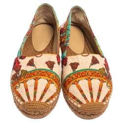 مملوكة مسبقًا حذاء فلات إسبادريل دولتشي أند غابانا كانفاس مطبوع متعدد الألوان مقاس 36