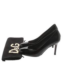 Pre Owned Dolce & Gabbana Black Patent Leather Round Toe Pumps Size 41