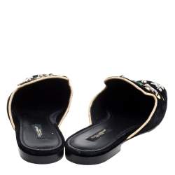 Pre Owned Dolce & Gabbana Black Velvet Jackie Mules Size 40.5