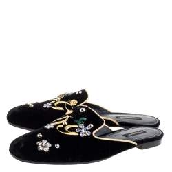 Pre Owned Dolce & Gabbana Black Velvet Jackie Mules Size 40.5
