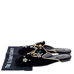 Pre Owned Dolce & Gabbana Black Velvet Jackie Mules Size 40.5