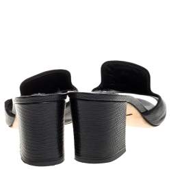 Pre Owned Dolce & Gabbana Black Lizard Embossed Leather Slide Sandals Size 40