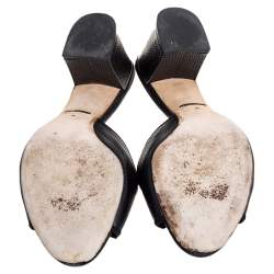 Pre Owned Dolce & Gabbana Black Lizard Embossed Leather Slide Sandals Size 40