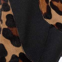 Dolce & Gabbana Animal Print Calf Hair and Elastic Fabric Knife Ankle Boots Size 38