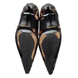 Dolce & Gabbana Animal Print Calf Hair and Elastic Fabric Knife Ankle Boots Size 38