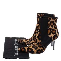 Dolce & Gabbana Animal Print Calf Hair and Elastic Fabric Knife Ankle Boots Size 38