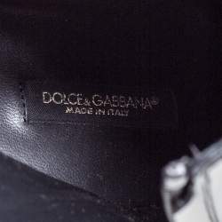 Pre Owned Dolce and Gabbana Black Leather Pearl/Button Embellished Platform Combat Ankle Boots Size 38