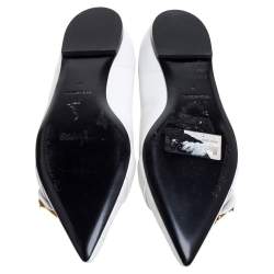 Pre Owned Dolce & Gabbana White Leather Matelassé Devotion Pointed Toe Ballet Flats Size 38
