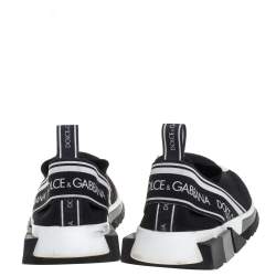 Pre Owned Dolce & Gabbana Black/White Mesh Sorrento Slip On Sneakers Size 38.5