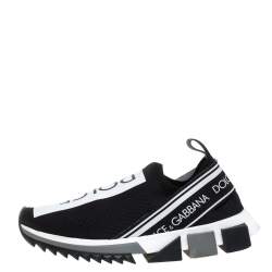 Pre Owned Dolce & Gabbana Black/White Mesh Sorrento Slip On Sneakers Size 38.5