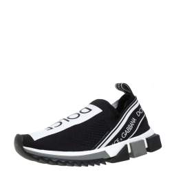 Pre Owned Dolce & Gabbana Black/White Mesh Sorrento Slip On Sneakers Size 38.5