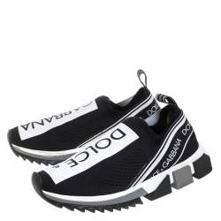 Pre Owned Dolce & Gabbana Black/White Mesh Sorrento Slip On Sneakers Size 38.5