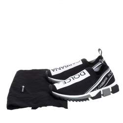 Pre Owned Dolce & Gabbana Black/White Mesh Sorrento Slip On Sneakers Size 38.5
