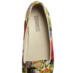 Pre Owned Dolce & Gabbana Multicolor Floral Print Brocade Flat Smoking Slippers Size 38