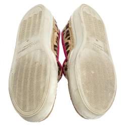 مملوكة مسبقًا Dolce And Gabbana Brown/Beige Leopard Print Canvas Espadrille Slip On Sneakers Size 38