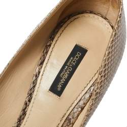 Pre Owned Dolce & Gabbana Two Tone Python Bellucci Crystal Embellished Pointed Toe Pumps Size 38.5