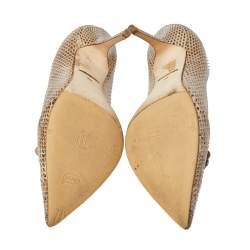 Pre Owned Dolce & Gabbana Two Tone Python Bellucci Crystal Embellished Pointed Toe Pumps Size 38.5