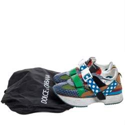 Pre Owned Dolce & Gabbana Multicolor Mesh And Suede Leather Polka Dot Low Top Platform Sneakers Size 38