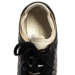 Dolce & Gabbana Black/White Leather Eyelet Lace Low Top Sneakers Size 44